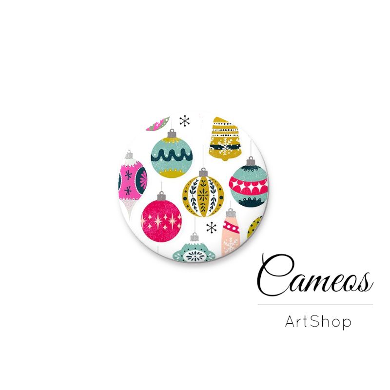 Round handmade glass cabochons 8mm up to 25mm, Christmas Motive - L603 - Cameos Art Shop