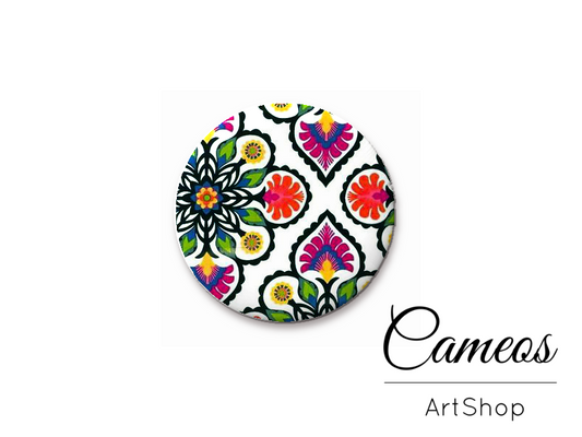 Round handmade glass cabochons 8mm up to 25mm, Mosaic Motive- L61 - Cameos Art Shop