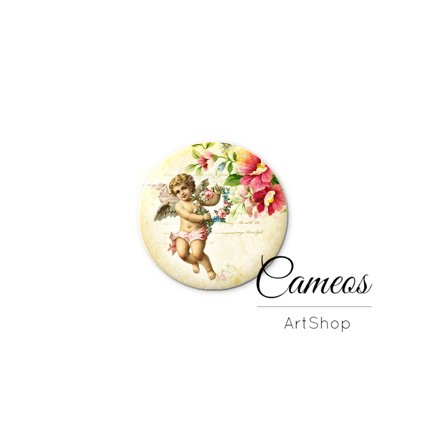 Round handmade glass cabochons 8mm up to 25mm, Angel- L652