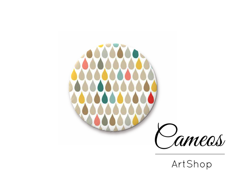 Round handmade glass cabochons 8mm up to 25mm, Retro Motive- L66 - Cameos Art Shop