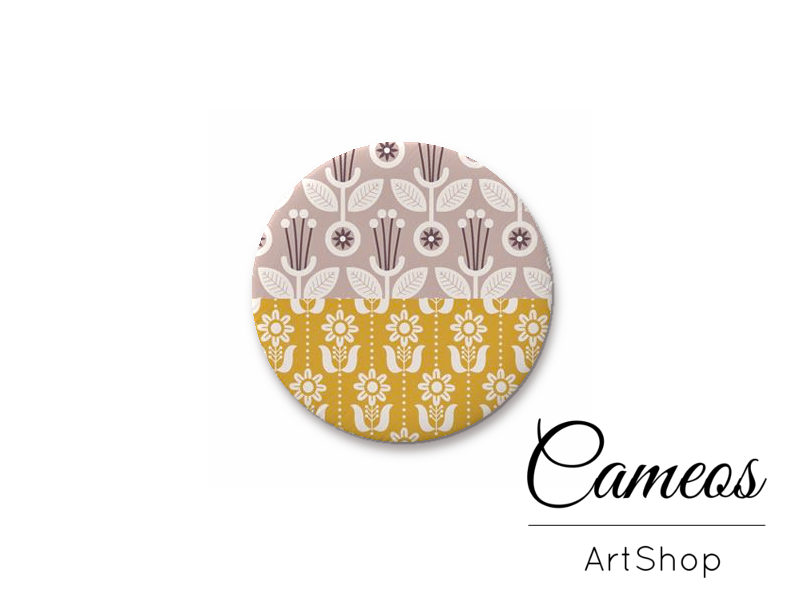 Round handmade glass cabochons 8mm up to 25mm, Retro Motive- L68 - Cameos Art Shop