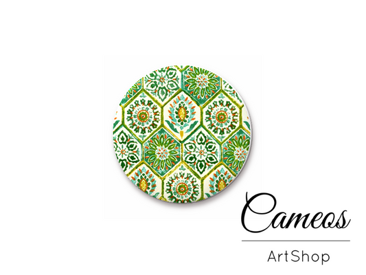 Round handmade glass cabochons 8mm up to 25mm, Mosaic Motive- L69 - Cameos Art Shop