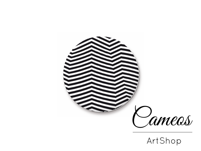 Round handmade glass cabochons 8mm up to 25mm, Chevron Motive- L7 - Cameos Art Shop