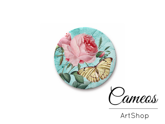 Round handmade glass cabochons 8mm up to 25mm, Butterfly- L77 - Cameos Art Shop