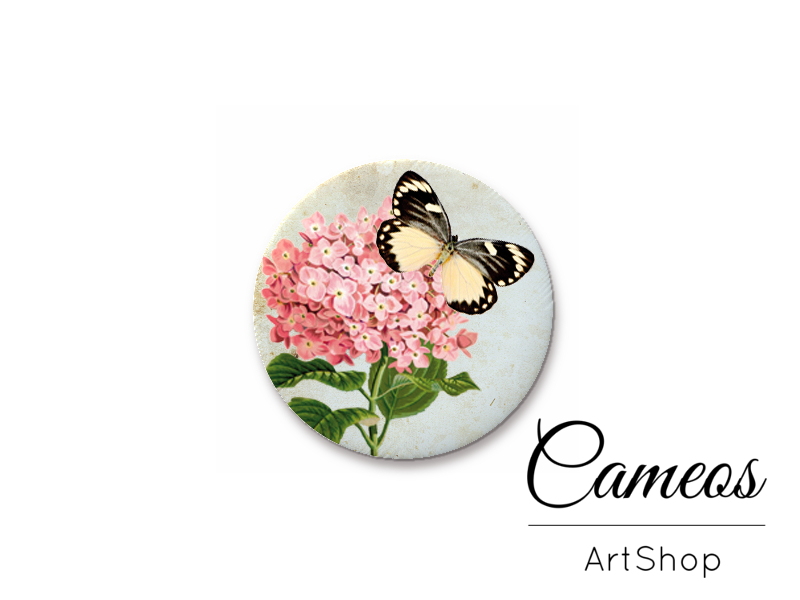 Round handmade glass cabochons 8mm up to 25mm, Butterfly- L78 - Cameos Art Shop