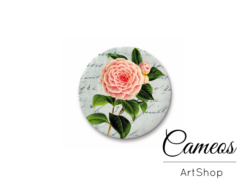 Round handmade glass cabochons 8mm up to 25mm, Flowers - L82 - Cameos Art Shop