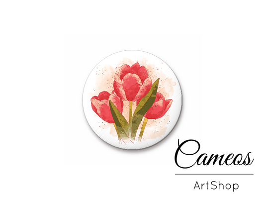 Round handmade glass cabochons 8mm up to 25mm, Tulips - L85 - Cameos Art Shop