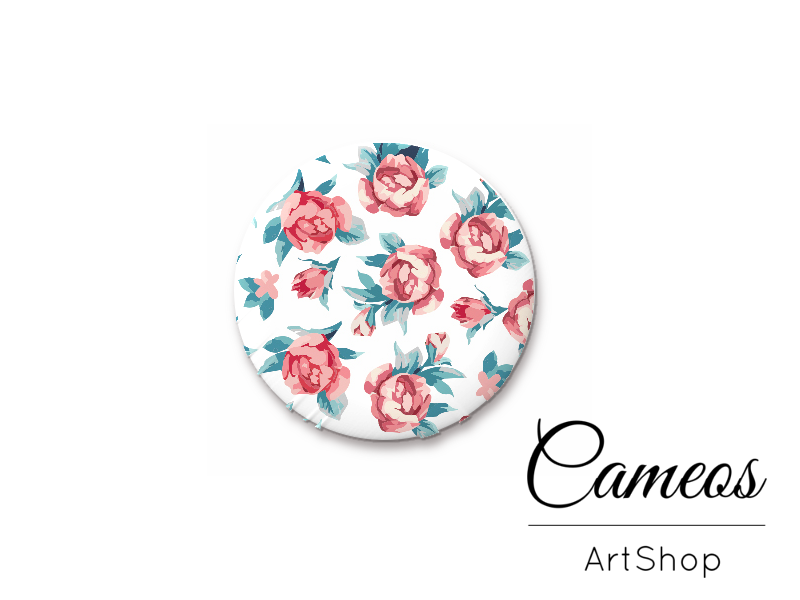 Round handmade glass cabochons 8mm up to 25mm, Red Roses - L90 - Cameos Art Shop