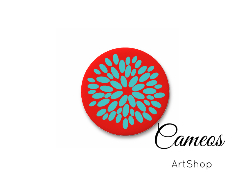 Round handmade glass cabochons 8mm up to 25mm, Red Flowers - L99 - Cameos Art Shop