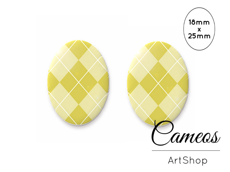 Oval Glass Cabochon 18x25mm Stripes motive 2 pieces - O141 - Cameos Art Shop