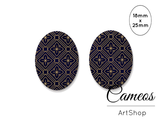 Oval Glass Cabochon 18x25mm Retro 2 pieces - O187 - Cameos Art Shop