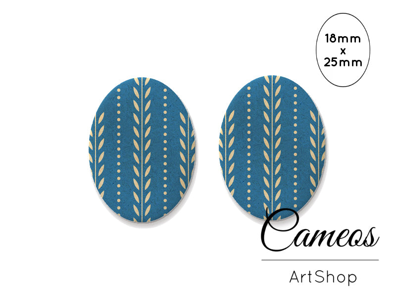 Oval Glass Cabochon 18x25mm Retro 2 pieces - O188 - Cameos Art Shop