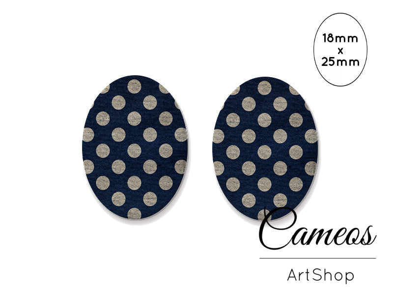 Oval Glass Cabochon 18x25mm Retro 2 pieces - O189 - Cameos Art Shop