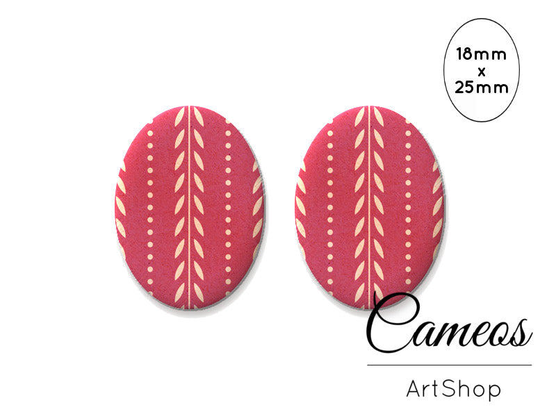Oval Glass Cabochon 18x25mm Retro 2 pieces - O191 - Cameos Art Shop