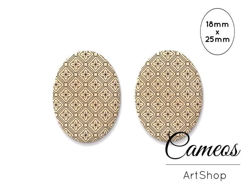 Oval Glass Cabochon 18x25mm Retro 2 pieces - O192 - Cameos Art Shop