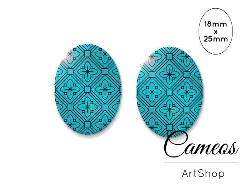 Oval Glass Cabochon 18x25mm Retro 2 pieces - O193 - Cameos Art Shop