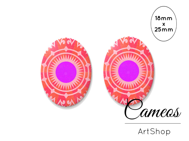 Oval Glass Cabochon 18x25mm Abstract 2 pieces - O194 - Cameos Art Shop