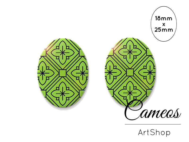 Oval Glass Cabochon 18x25mm Retro 2 pieces - O196 - Cameos Art Shop