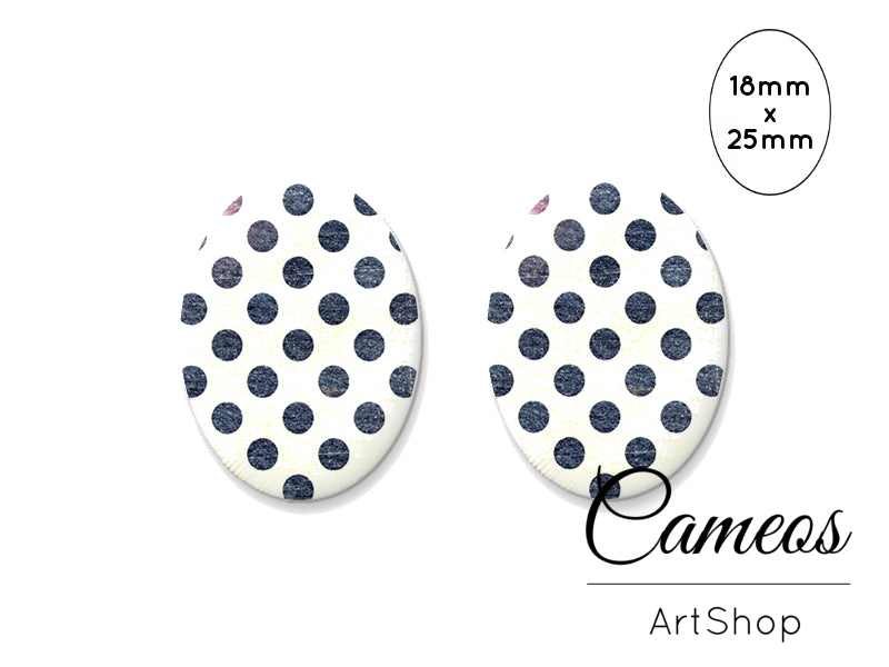 Oval Glass Cabochon 18x25mm Retro 2 pieces - O197 - Cameos Art Shop