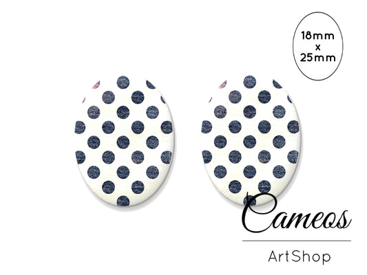 Oval Glass Cabochon 18x25mm Retro 2 pieces - O197 - Cameos Art Shop