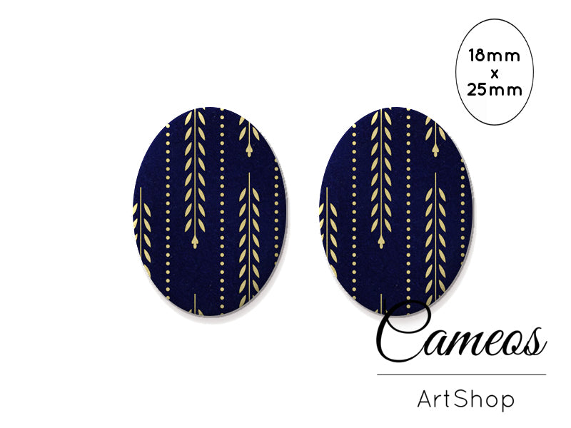 Oval Glass Cabochon 18x25mm Retro 2 pieces - O198 - Cameos Art Shop