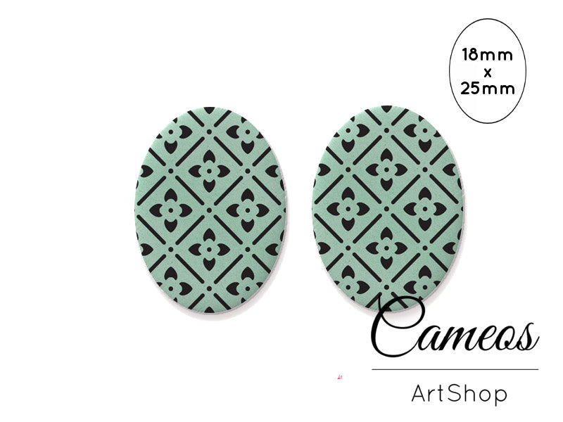 Oval Glass Cabochon 18x25mm Retro 2 pieces - O199 - Cameos Art Shop