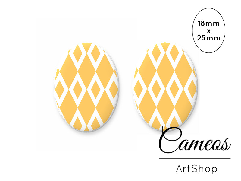 Oval Glass Cabochon 18x25mm Diamond 2 pieces - O224 - Cameos Art Shop