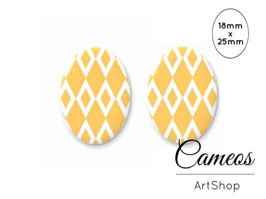 Oval Glass Cabochon 18x25mm Diamond 2 pieces - O224 - Cameos Art Shop