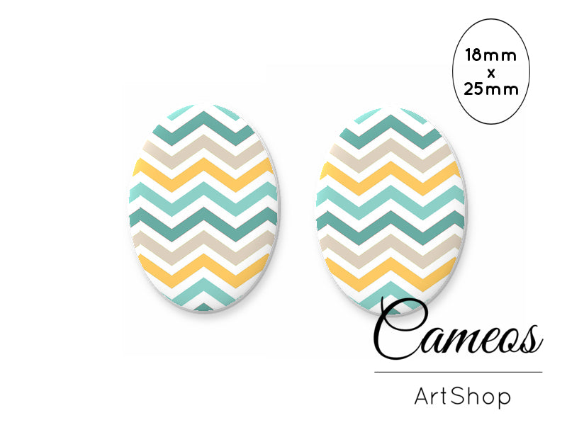 Oval Glass Cabochon 18x25mm Dots 2 pieces - O229 - Cameos Art Shop