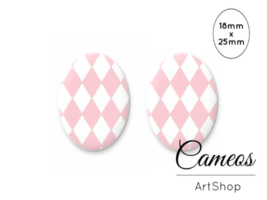Oval Glass Cabochon 18x25mm Retro 2 pieces - O246 - Cameos Art Shop