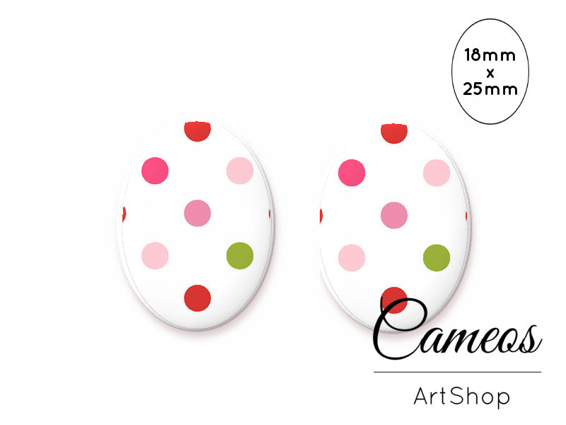 Oval Glass Cabochon 18x25mm Floral 2 pieces - O382 - Cameos Art Shop