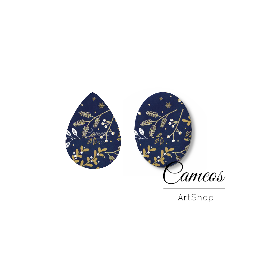 2 pcs  Handmade Teardrop Photo Glass Cabochon, Glass Dome Cabochons, 18x25mm Pattern Cabochon Resin Charm-O816