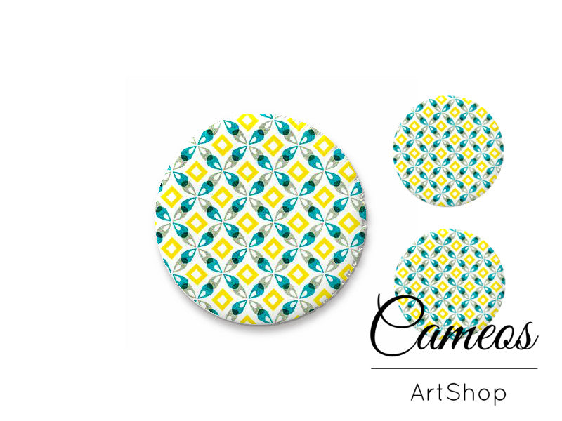 Glass cabochon set 1x25mm and 2x12mm or 1x20mm and 2x10mm, Stripes- S1316 - Cameos Art Shop