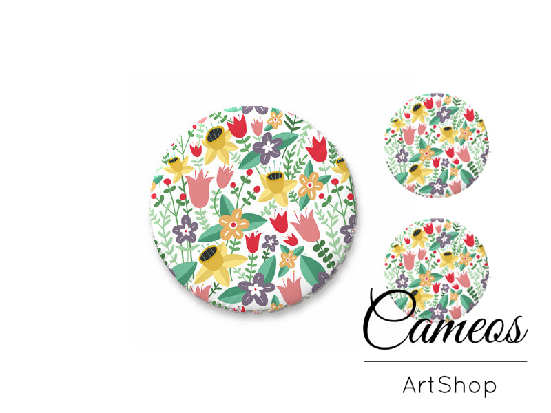 Glass cabochon set 1x25mm and 2x12mm or 1x20mm and 2x10mm, Abstract- S1317 - Cameos Art Shop