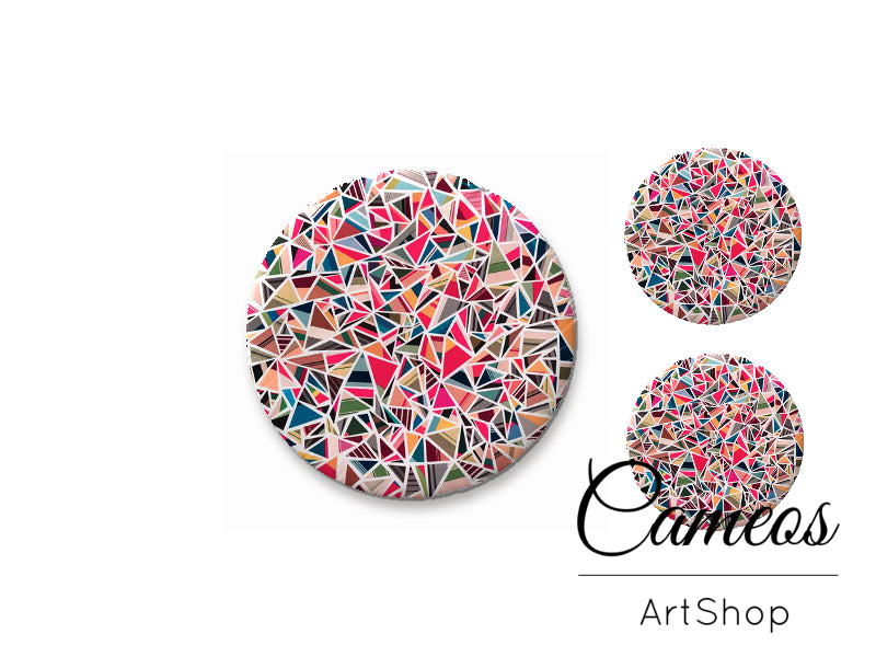 Glass cabochon set 1x25mm and 2x12mm or 1x20mm and 2x10mm, Abstract- S1318 - Cameos Art Shop