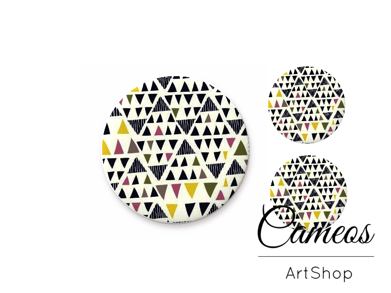 Glass cabochon set 1x25mm and 2x12mm or 1x20mm and 2x10mm, Retro- S1344 - Cameos Art Shop