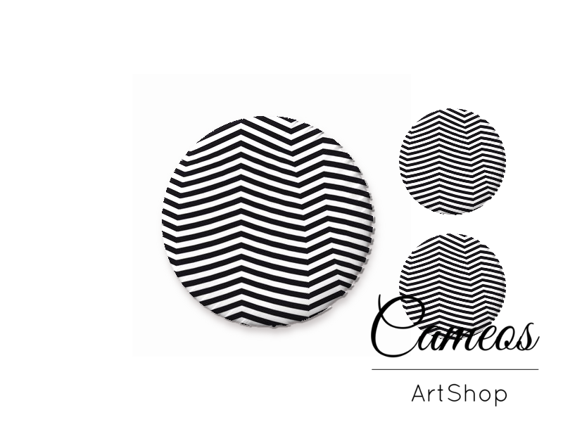Glass cabochon set 1x25mm and 2x12mm or 1x20mm and 2x10mm, Chevron- S1347 - Cameos Art Shop