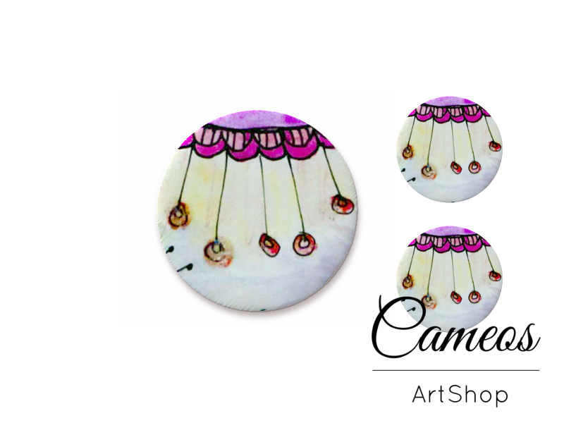 Glass cabochon set 1x25mm and 2x12mm or 1x20mm and 2x10mm, Abstract- S1357 - Cameos Art Shop
