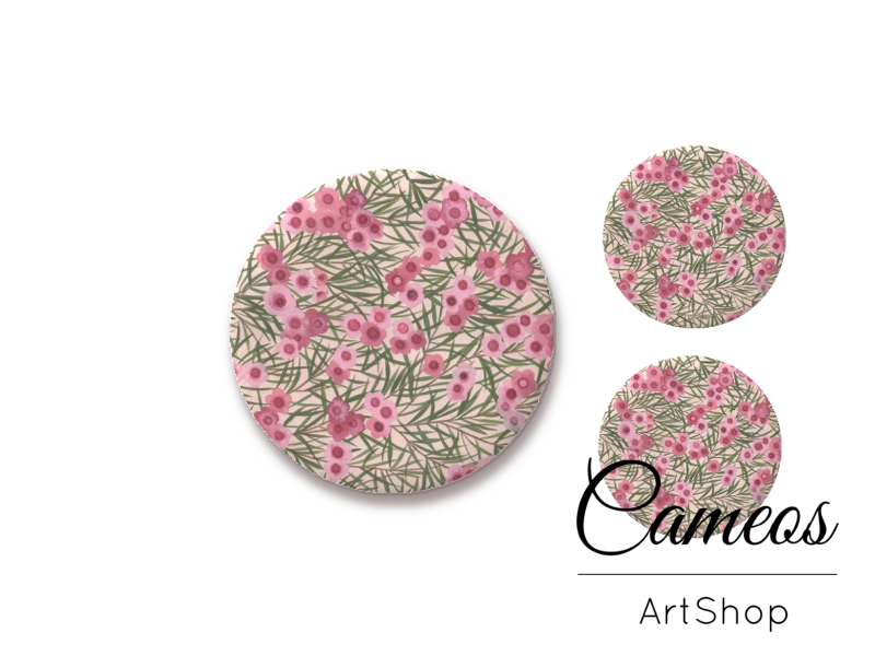 Glass cabochon set 1x25mm and 2x12mm or 1x20mm and 2x10mm, Flowers- S1367 - Cameos Art Shop