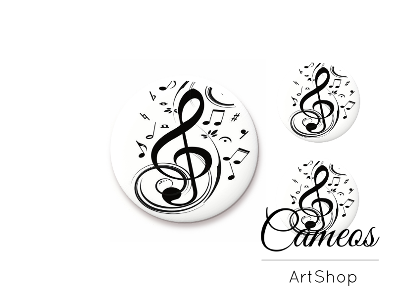 Glass cabochon set 1x25mm and 2x12mm or 1x20mm and 2x10mm, Floral- S1372 - Cameos Art Shop