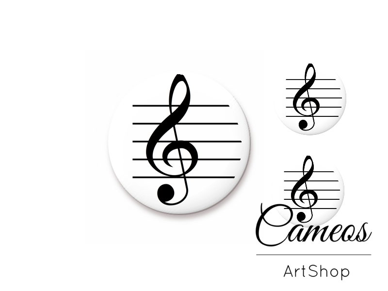 Glass cabochon set 1x25mm and 2x12mm or 1x20mm and 2x10mm, Notes- S1374 - Cameos Art Shop