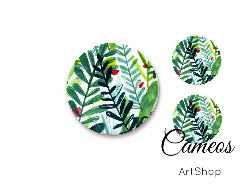 Glass cabochon set 1x25mm and 2x12mm or 1x20mm and 2x10mm, Flowers- S1393 - Cameos Art Shop