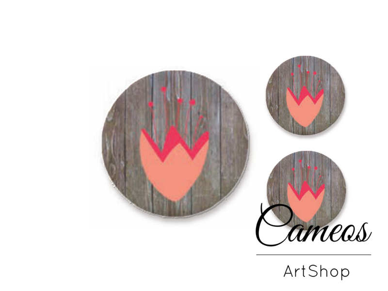 Glass cabochon set 1x25mm and 2x12mm or 1x20mm and 2x10mm, Floral- S1399 - Cameos Art Shop