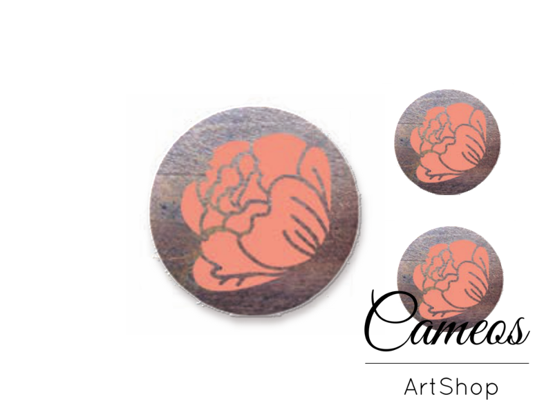 Glass cabochon set 1x25mm and 2x12mm or 1x20mm and 2x10mm, Flowers- S1403 - Cameos Art Shop