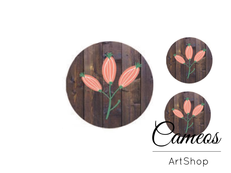 Glass cabochon set 1x25mm and 2x12mm or 1x20mm and 2x10mm, Floral- S1404 - Cameos Art Shop