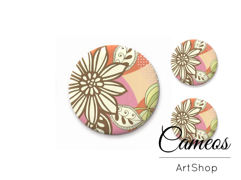 Glass cabochon set 1x25mm and 2x12mm or 1x20mm and 2x10mm, Abstract- S1414 - Cameos Art Shop