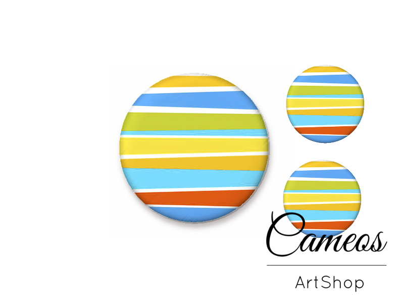 Glass cabochon set 1x25mm and 2x12mm or 1x20mm and 2x10mm, Stripes- S1417 - Cameos Art Shop