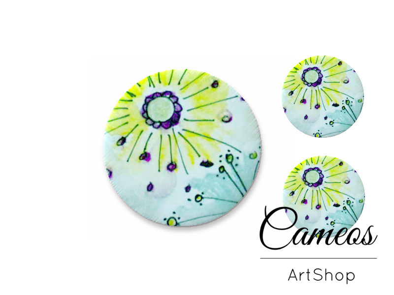 Glass cabochon set 1x25mm and 2x12mm or 1x20mm and 2x10mm, Retro - S1441 - Cameos Art Shop