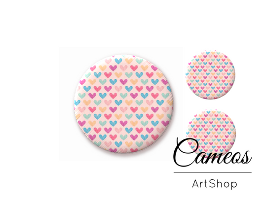 Glass cabochon set 1x25mm and 2x12mm or 1x20mm and 2x10mm, Hearts - S1463 - Cameos Art Shop