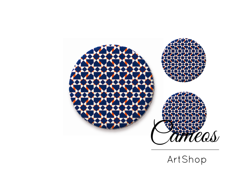 Glass cabochon set 1x25mm and 2x12mm or 1x20mm and 2x10mm, Retro - S1471 - Cameos Art Shop